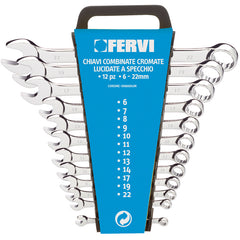 Juego de llaves combinadas cromadas pulidas Fervi 0199