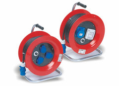 Cable reel 30 m 3x2.5 mm² with 2 Schuko 16A sockets and 1 bivalent 10/16A socket IP44 AV-0001230G25/44 Friggeri