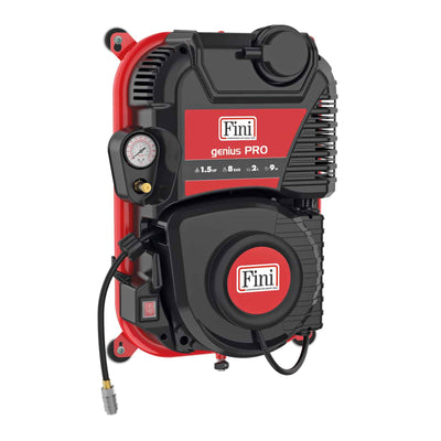 Genius PRO Compressore coassiale oilless con arrotolatore e serbatoio - Fini Compressori
