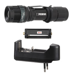 Aluminium torch with 1 LED and manual zoom Fervi 0338