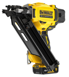 Gwoździarka do gwoździ z łbem D, 18V, silnik BRUSHLESS 2-biegowy, magazynek liniowy pod kątem 30-34° - 2 x XR 18V 5Ah - DeWalt