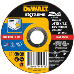 Disco de corte fino para inox Extreme 115 x 1,2 x 22,23 mm DeWalt DT43933-QZ
