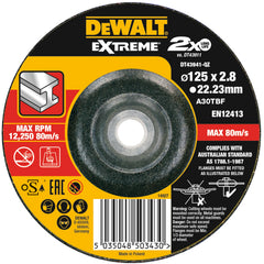 Disco de corte Extreme de centro hundido 125 x 3,0 x 22,23 mm DeWalt DT43941-QZ