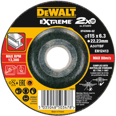 Depressed-centre grinding disc Extreme 115x6.3x22.23mm DeWalt DT43946-QZ