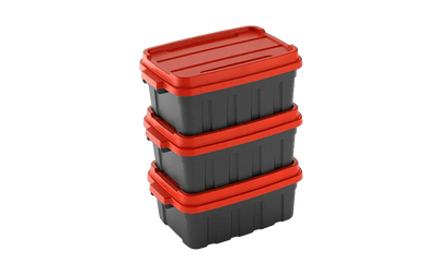 Tuff Box 37L Storage Boxes with Lid Set of 3 - Black Keter